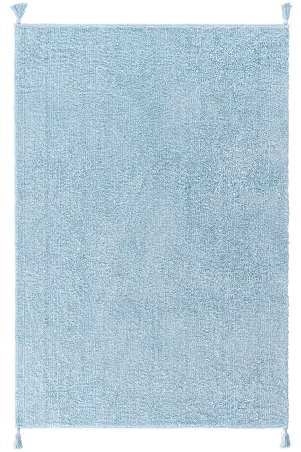 Cool Cotton Ccn Blue Machine Washable Non-Slip Natural Cotton Woven Baby Rug - 1