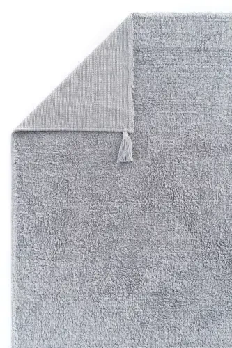 Cool Cotton Ccn Gray Machine Washable Non-Slip Base Natural Cotton Woven Baby Carpet-Gray - 4