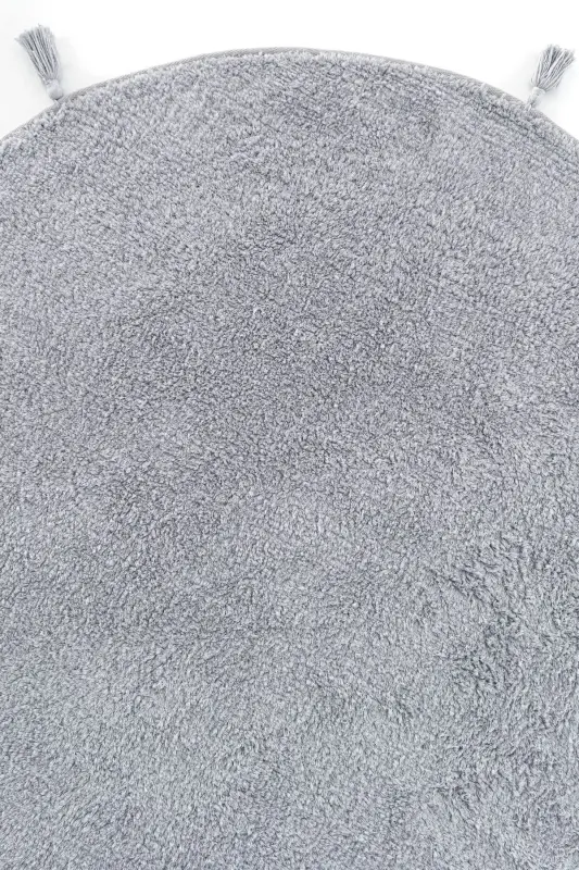 Cool Cotton Ccn Gray Washable Non-Slip Base Natural Cotton Woven Round Baby Carpet-Gray - 3