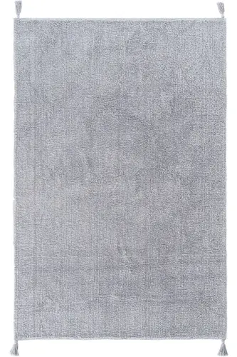 Cool Cotton Ccn Gri Makinede Yıkanabilir Kaymaz Tabanlı Naturel Pamuk Dokuma Bebek Halısı - Gri 