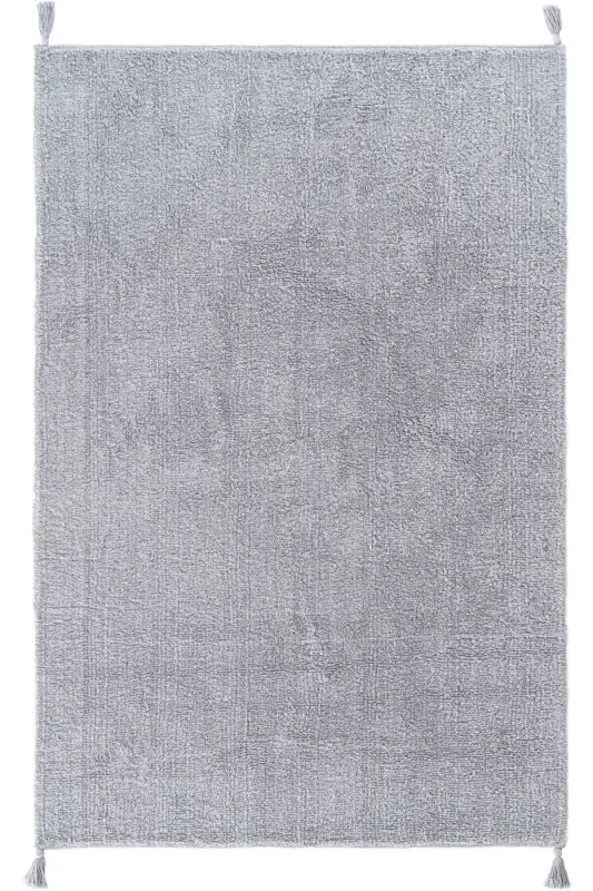 Cool Cotton Ccn Gri Makinede Yıkanabilir Kaymaz Tabanlı Naturel Pamuk Dokuma Bebek Halısı - Gri - COOL HALI