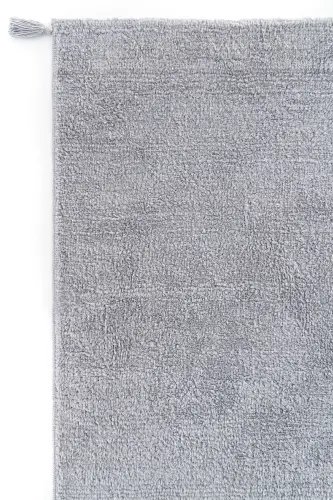 Cool Cotton Ccn Gri Makinede Yıkanabilir Kaymaz Tabanlı Naturel Pamuk Dokuma Bebek Halısı - Gri - 3