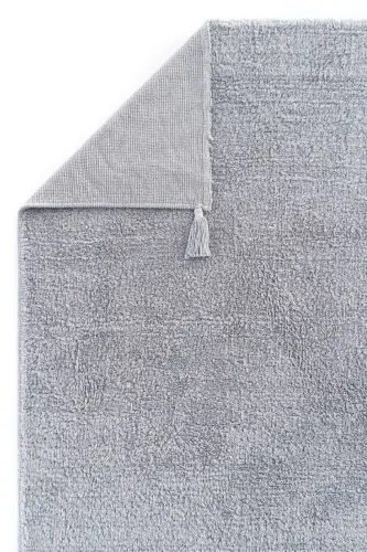 Cool Cotton Ccn Gri Makinede Yıkanabilir Kaymaz Tabanlı Naturel Pamuk Dokuma Bebek Halısı - Gri - 4