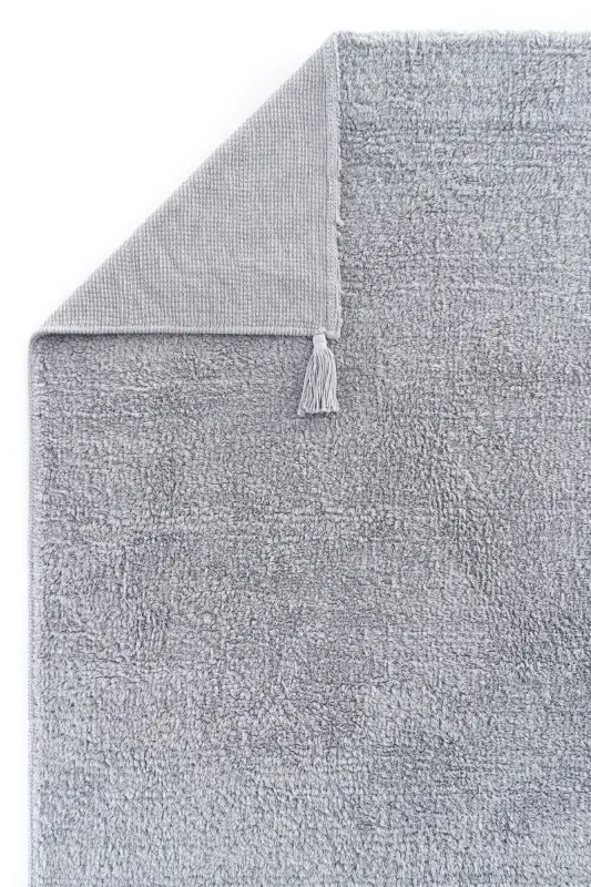 Cool Cotton Ccn Gri Makinede Yıkanabilir Kaymaz Tabanlı Naturel Pamuk Dokuma Bebek Halısı - Gri - 4