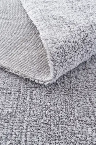 Cool Cotton Ccn Gri Makinede Yıkanabilir Kaymaz Tabanlı Naturel Pamuk Dokuma Bebek Halısı - Gri - 7