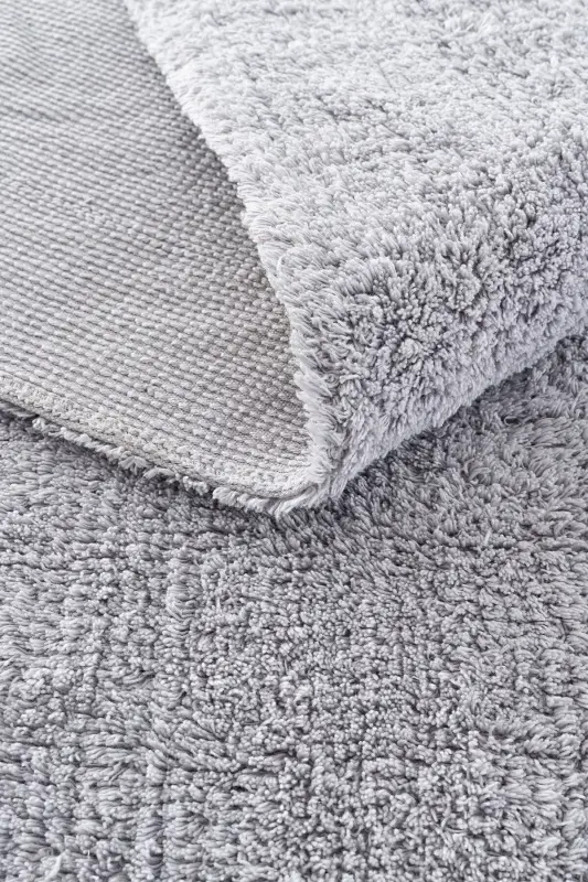 Cool Cotton Ccn Gri Makinede Yıkanabilir Kaymaz Tabanlı Naturel Pamuk Dokuma Bebek Halısı - Gri - 7