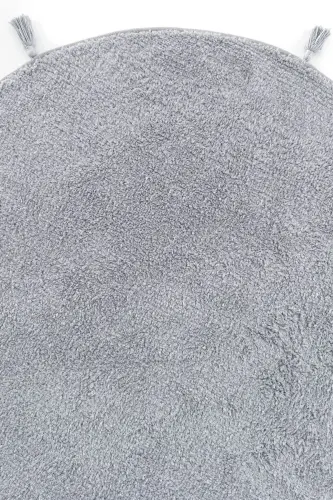 Cool Cotton Ccn Gri Yıkanabilir Kaymaz Tabanlı Naturel Pamuk Dokuma Yuvarlak Bebek Halısı - Gri - 3