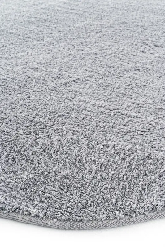 Cool Cotton Ccn Gri Yıkanabilir Kaymaz Tabanlı Naturel Pamuk Dokuma Yuvarlak Bebek Halısı - Gri - 5