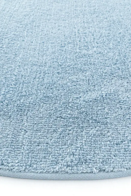 Cool Cotton Ccn Moviy Yuviladigan Sirpanmaydigan Taglikli Tabiiy Paxta To'quv Dumaloq Chaqaloq Gilami-Moviy - 5