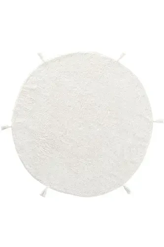 Cool Cotton Ccn Oq Yuviladigan Sirpanmaydigan Taglikli Tabiiy Paxta To'quv Dumaloq Chaqaloq Gilami-Oq - 1