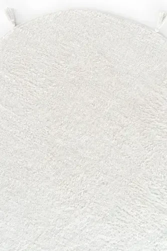 Cool Cotton Ccn Oq Yuviladigan Sirpanmaydigan Taglikli Tabiiy Paxta To'quv Dumaloq Chaqaloq Gilami-Oq - 3