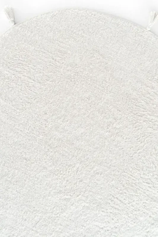 Cool Cotton Ccn Oq Yuviladigan Sirpanmaydigan Taglikli Tabiiy Paxta To'quv Dumaloq Chaqaloq Gilami-Oq - 3