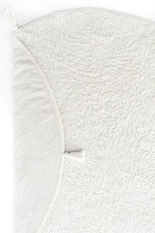 Cool Cotton Ccn Oq Yuviladigan Sirpanmaydigan Taglikli Tabiiy Paxta To'quv Dumaloq Chaqaloq Gilami-Oq - 4