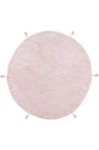 Cool Cotton Ccn Pudra Yuviladigan Sirpanmaydigan Tabiiy Paxta To'qilgan Yumaloq Bolalar Gilami-Pushti - 1