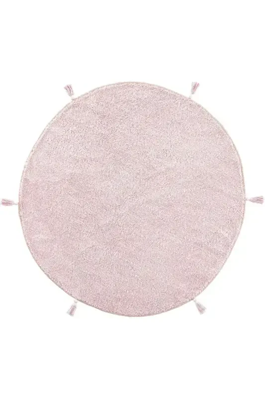 Cool Cotton Ccn Pudra Yuviladigan Sirpanmaydigan Tabiiy Paxta To'qilgan Yumaloq Bolalar Gilami-Pushti - COOL HALI