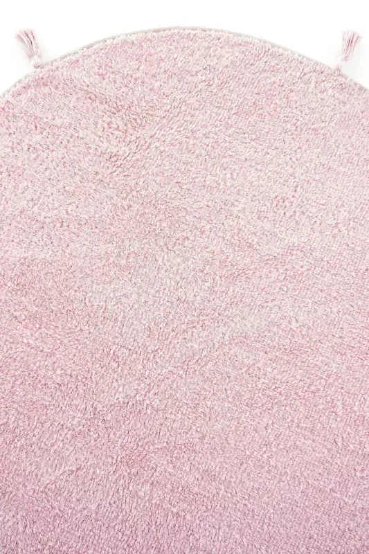 Cool Cotton Ccn Pudra Yuviladigan Sirpanmaydigan Tabiiy Paxta To'qilgan Yumaloq Bolalar Gilami-Pushti - 3