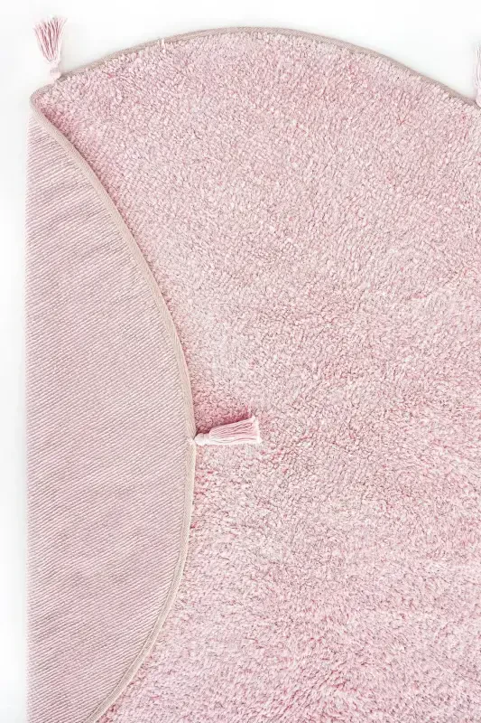 Cool Cotton Ccn Pudra Yuviladigan Sirpanmaydigan Tabiiy Paxta To'qilgan Yumaloq Bolalar Gilami-Pushti - 4