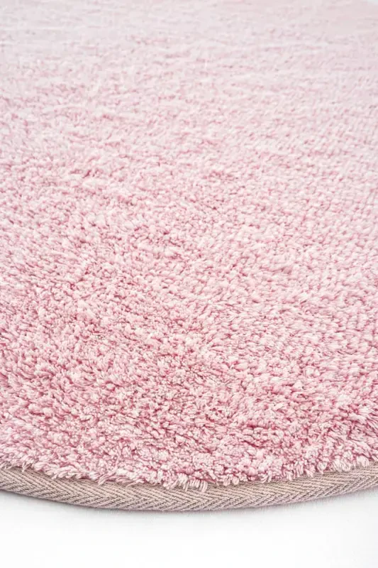 Cool Cotton Ccn Pudra Yuviladigan Sirpanmaydigan Tabiiy Paxta To'qilgan Yumaloq Bolalar Gilami-Pushti - 5