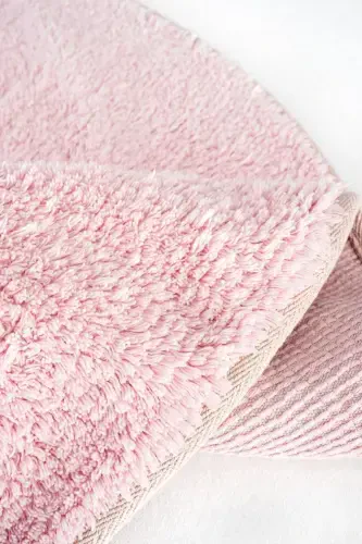 Cool Cotton Ccn Pudra Yuviladigan Sirpanmaydigan Tabiiy Paxta To'qilgan Yumaloq Bolalar Gilami-Pushti - 6