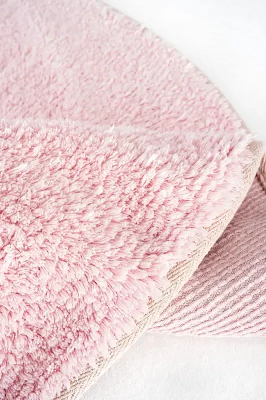 Cool Cotton Ccn Pudra Yuviladigan Sirpanmaydigan Tabiiy Paxta To'qilgan Yumaloq Bolalar Gilami-Pushti - 6