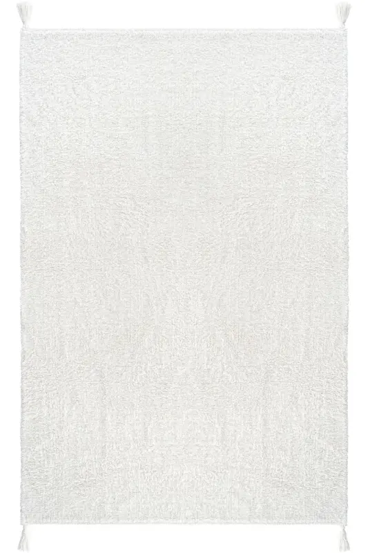 Cool Cotton Ccn White Machine Washable Non-Slip Natural Cotton Woven Baby Rug - 3