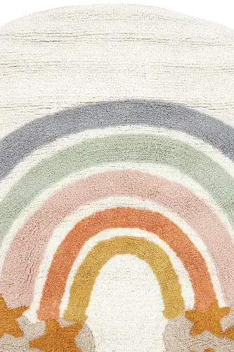 Cool Cotton Cream Baby Rug Machine Washable Non-Slip Base Soft Texture Round Children's Rug-Cream 1 - 3