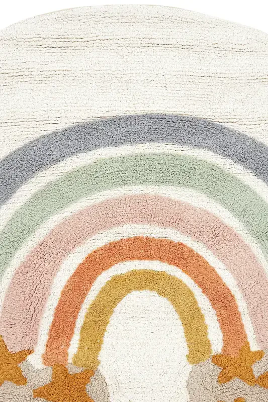 Cool Cotton Cream Baby Rug Machine Washable Non-Slip Base Soft Texture Round Children's Rug-Cream 1 - 3