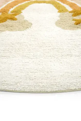 Cool Cotton Cream Baby Rug Machine Washable Non-Slip Base Soft Texture Round Children's Rug-Cream 1 - 5