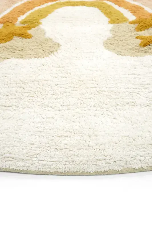 Cool Cotton Cream Baby Rug Machine Washable Non-Slip Base Soft Texture Round Children's Rug-Cream 1 - 5