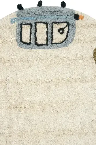 Cool Cotton Krem Bebek Gilami Mashinada Yuvilishi Mumkin Sirpanmaydigan Yumshoq Araba Naqshli Dumaloq Bolalar Gilami-Krem 2 - 3