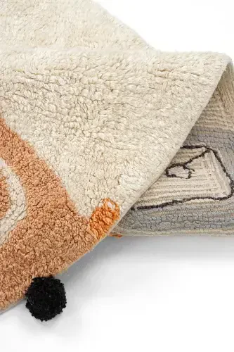 Cool Cotton Krem Bebek Gilami Mashinada Yuvilishi Mumkin Sirpanmaydigan Yumshoq Araba Naqshli Dumaloq Bolalar Gilami-Krem 2 - 6