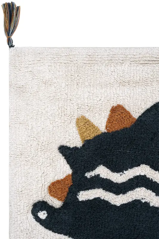 Cool Cotton Krem Bebek Halısı Makinede Yıkanabilir Kaymaz Taban Yumuşak Dokulu Dinazor Çocuk Halısı - Renkli 7 - 3