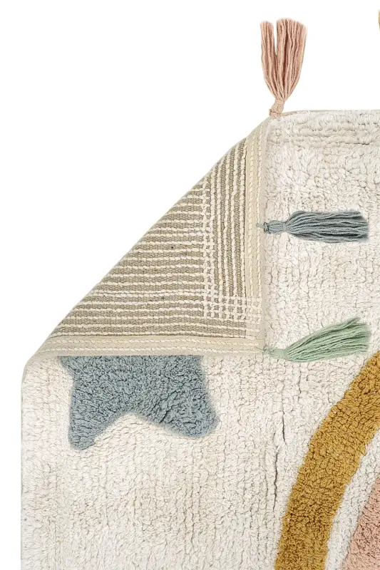 Cool Cotton Krem Renkli Bebek Halısı Makinede Yıkanabilir Kaymaz Taban Yumuşak Dokulu Çocuk Halısı-Renkli 9 - 3