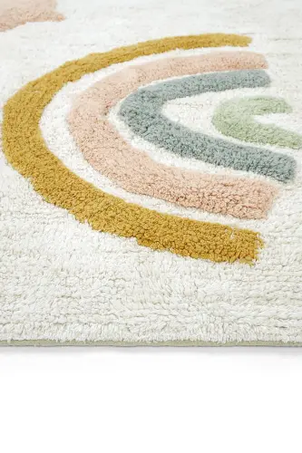 Cool Cotton Krem Renkli Bebek Halısı Makinede Yıkanabilir Kaymaz Taban Yumuşak Dokulu Çocuk Halısı-Renkli 9 - 6