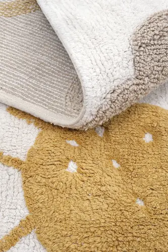 Cool Cotton Krem Renkli Bebek Halısı Makinede Yıkanabilir Kaymaz Taban Yumuşak Dokulu Çocuk Halısı-Renkli 9 - 7