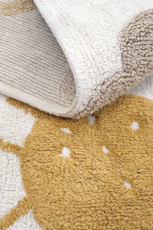 Cool Cotton Krem Renkli Bebek Halısı Makinede Yıkanabilir Kaymaz Taban Yumuşak Dokulu Çocuk Halısı-Renkli 9 - 7