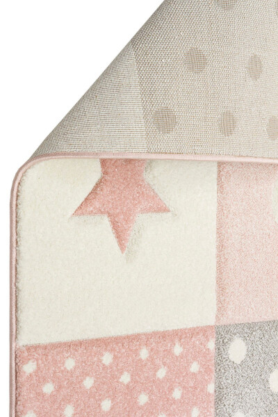 Cool Kids 05 Grey Pink Children's Room Rug Anti-Dust Soft Textured Baby Room Rug - 9