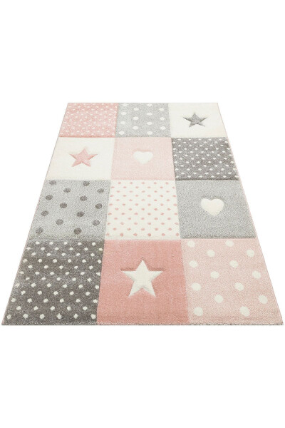 Cool Kids 05 Grey Pink Children's Room Rug Anti-Dust Soft Textured Baby Room Rug - 11