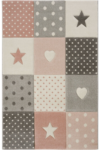 Cool Kids 05 Grey Pink Children's Room Rug Anti-Dust Soft Textured Baby Room Rug - 1