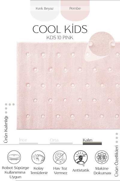 Cool Kids 10 Pink Children's Room Rug Anti-Dust Soft Textured Baby Room Rug - 16