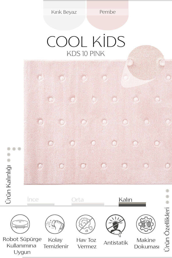 Cool Kids 10 Pink Children's Room Rug Anti-Dust Soft Textured Baby Room Rug - 16