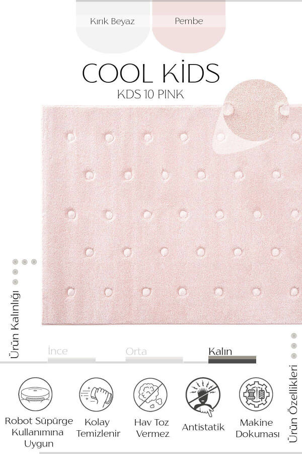 Cool Kids 10 Pink Children's Room Rug Anti-Dust Soft Textured Baby Room Rug - 2