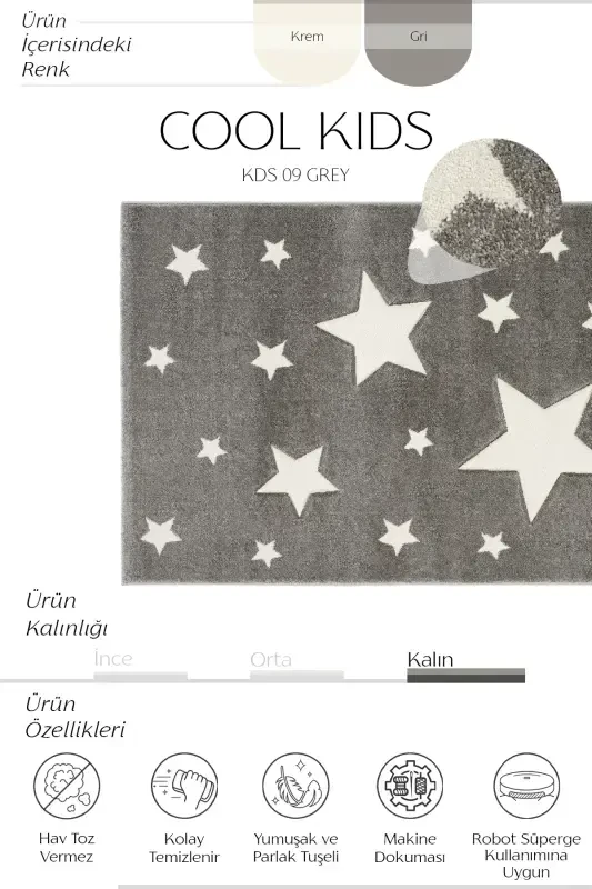 Cool Kids 12 Grey Kids Room Carpet Non-Shedding Soft Touch Baby Room Carpet-Grey 2 - 2