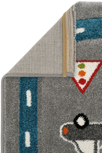 Cool Kids 19 Gray Blue Kids Rug Non-Slip Soft Textured Car Road Baby Room Rug - 12