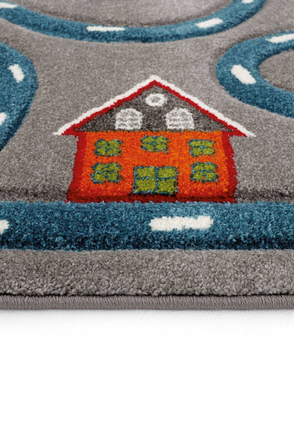 Cool Kids 19 Gray Blue Kids Rug Non-Slip Soft Textured Car Road Baby Room Rug - 14