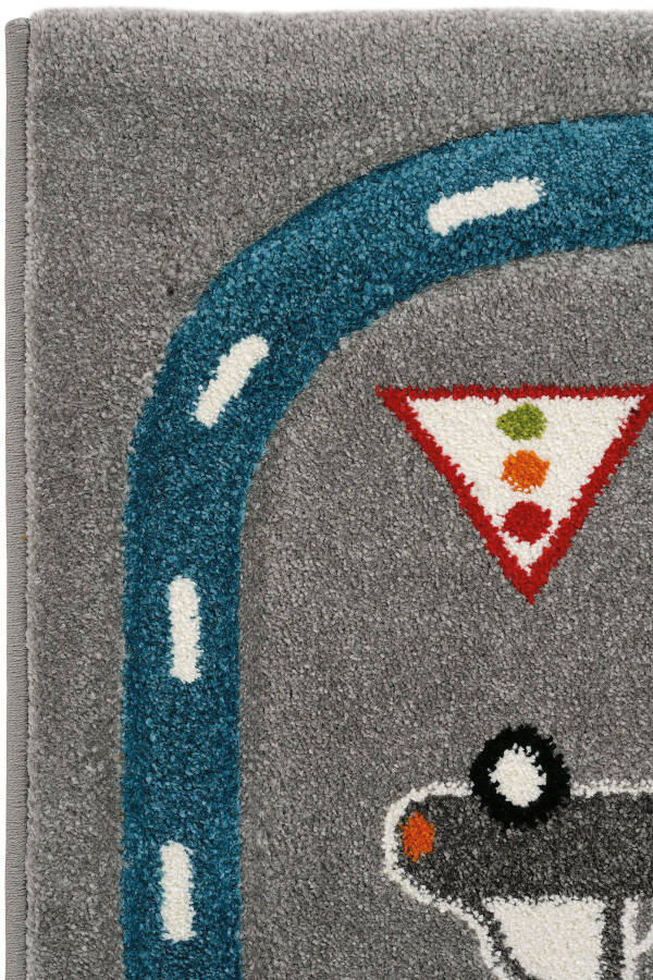 Cool Kids 19 Gray Blue Kids Rug Non-Slip Soft Textured Car Road Baby Room Rug - 4