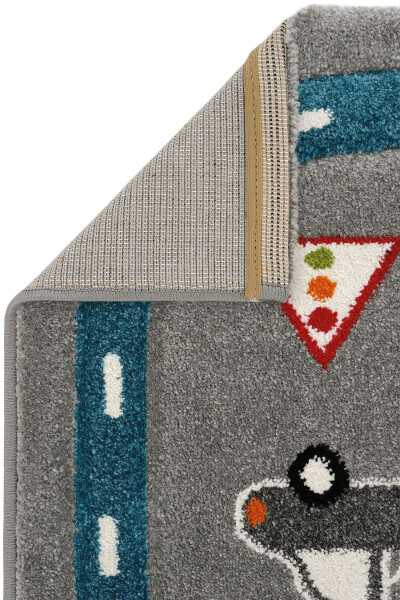 Cool Kids 19 Gray Blue Kids Rug Non-Slip Soft Textured Car Road Baby Room Rug - 5