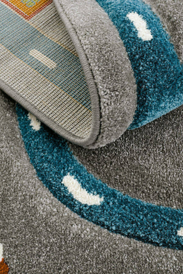 Cool Kids 19 Gray Blue Kids Rug Non-Slip Soft Textured Car Road Baby Room Rug - 8