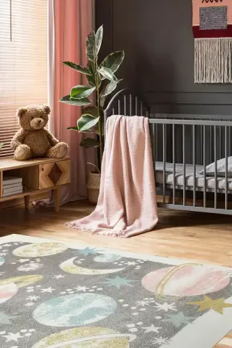 Cool Kids 23 Pastel Çocuk Odası Halısı Hav Toz Vermez Yumuşak Dokulu Bebek Odası Halısı-Pastel 3 - 1