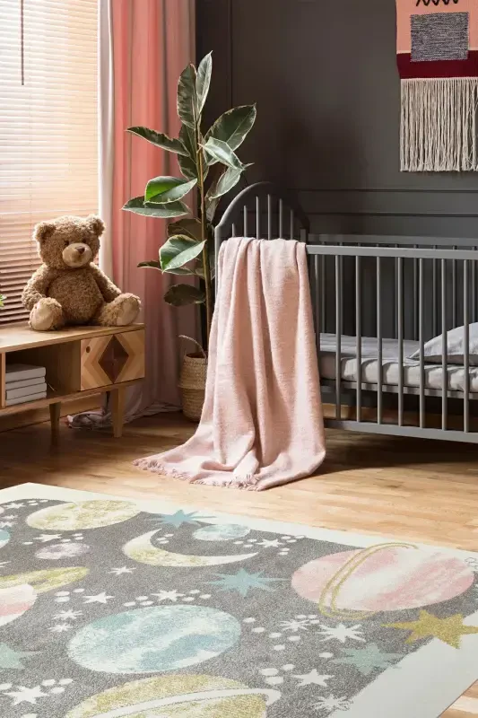 Cool Kids 23 Pastel Çocuk Odası Halısı Hav Toz Vermez Yumuşak Dokulu Bebek Odası Halısı-Pastel 3 - 1